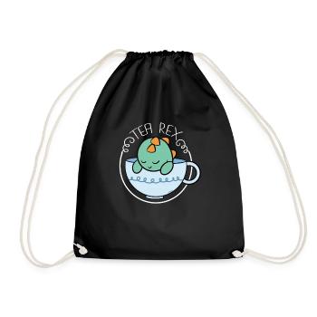 Tea Rex tea tea drinker - Drawstring Bag - black - Front