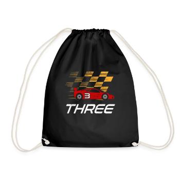 3rd Birthday Racing Car Gift 3 Years Race Driver - Drawstring Bag - black - Front