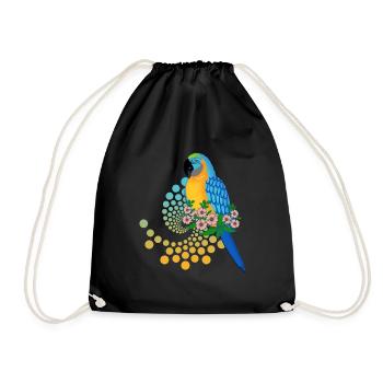 Perroquet avec des fleurs - Sac de sport léger - noir - Devant