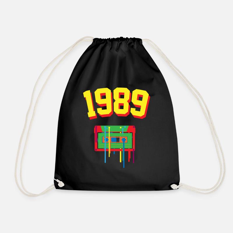 1989 music cassette bunt2 80tees - Drawstring Bag - black