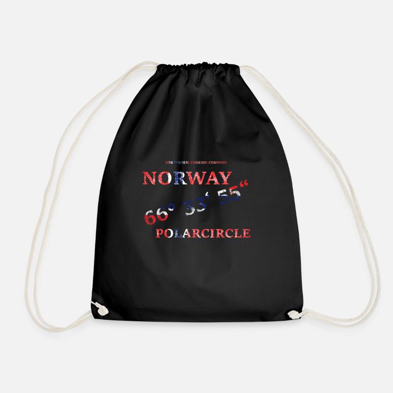 Wikstroem Norway coordinates Arctic Circle grunge - Drawstring Bag - black