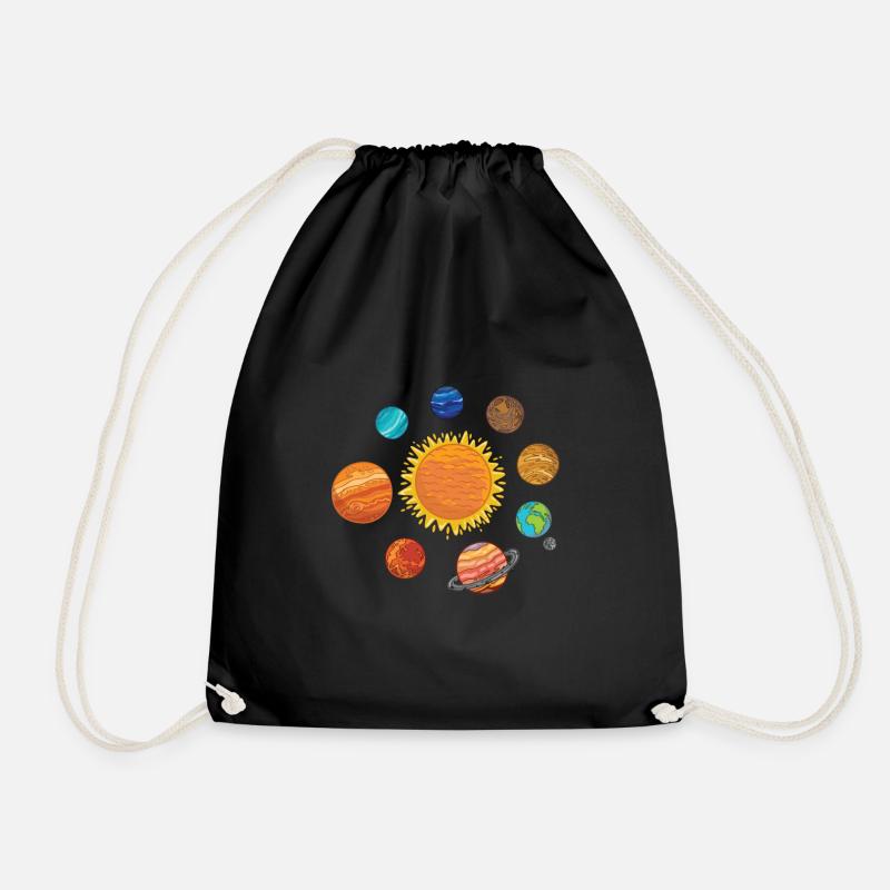 Planet Solar System Sun Logo Space - Drawstring Bag - black