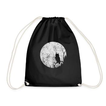 Lune avec hibou dans la forêt, nuit, cadeau d'Halloween - Sac de sport léger - noir - Devant