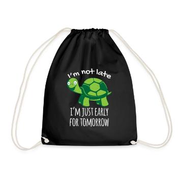 Tortue Tortue paroles de zoo mignons drôle cool - Sac de sport léger - noir - Devant