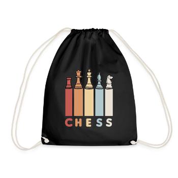CHESS RETRO Schachspieler Schachfiguren Schach - Turnbeutel - Schwarz - Vorne