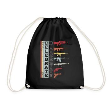Celebrate Diversity Different Gun graphic | Gun - Drawstring Bag - black - Front