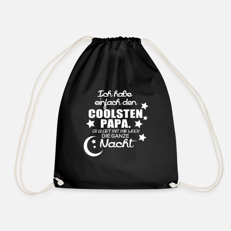 Dad baby coolest dad - Drawstring Bag - black
