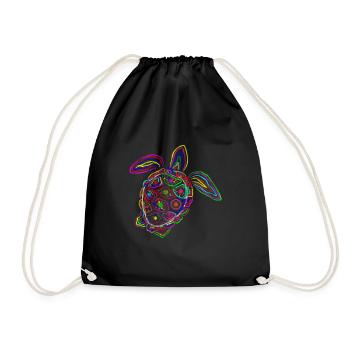 Turtle animal lover - Drawstring Bag - black - Front