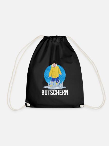 Funny butcher North Platt - Drawstring Bag - black