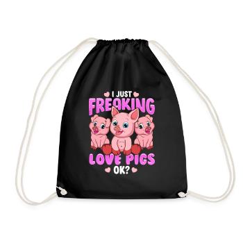 J'adore les cochons cadeau de cochon doux - Sac de sport léger - noir - Devant