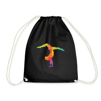 Turnen Handstand bunt - Turnbeutel - Schwarz - Vorne