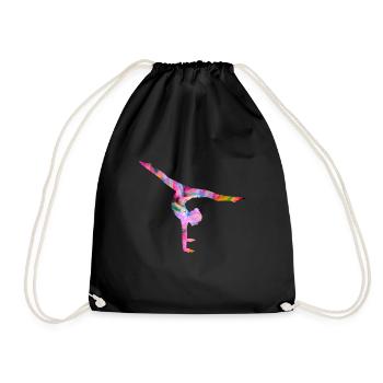 Turnen Handstand bunt - Turnbeutel - Schwarz - Vorne