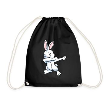 Rabbit Bunnies Dwarf Rabbit Dabbing Dance Gift - Drawstring Bag - black - Front