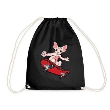 Cadeau de skateboard de chaton de chat Sphynx - Sac de sport léger - noir - Devant