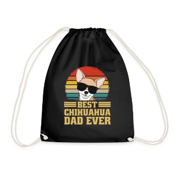 Chihuahua Hund Hunde Vater Dad Papa Retro Geschenk - Turnbeutel - Schwarz - Vorne
