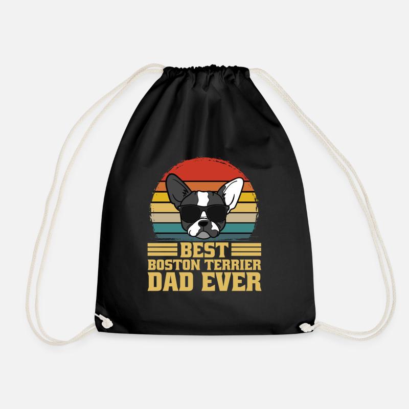 Boston Terrier Hund Vater Papa Dad Ever Geschenk - Turnbeutel - Schwarz