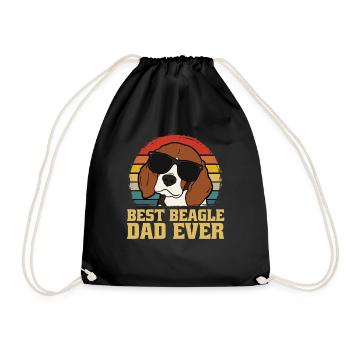 Beagle Hund Hunde Vater Dad Papa Retro Geschenk - Turnbeutel - Schwarz - Vorne