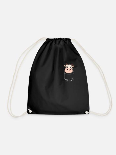 Kuh Kühe Kalb Pocket Tasche Hemd Lustig Geschenk - Turnbeutel - Schwarz