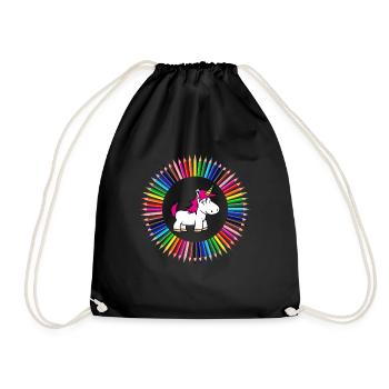 First-grader unicorn for girls - Drawstring Bag - black - Front