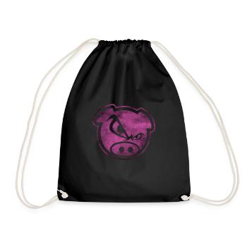 Badass Pig Bad pig in pink gift - Drawstring Bag - black - Front