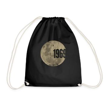 50 Jahre Apollo 11, 1969 Mondlandung - Turnbeutel - Schwarz - Vorne