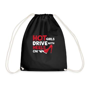 Hot Girls Ride with Heels - Girls Tuner - Drawstring Bag - black - Front
