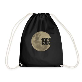 50 Jahre Apollo 11, 1969 Mondlandung - Turnbeutel - Schwarz - Vorne
