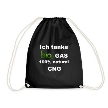 Ich tanke Bio Gas 100% natural CNG - Turnbeutel - Schwarz - Vorne