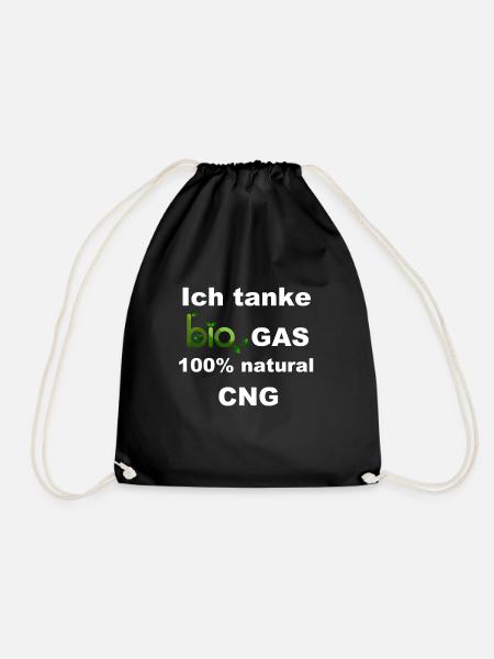 Ich tanke Bio Gas 100% natural CNG - Turnbeutel - Schwarz