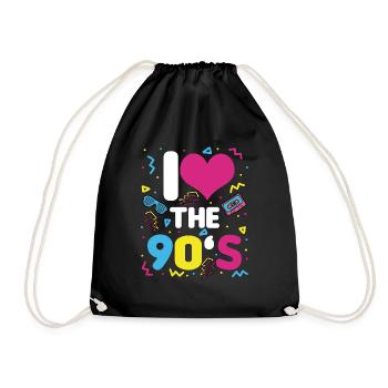 I LOVE 90 Années 90 Rétro Vintage 1990 - Sac de sport léger - noir - Devant