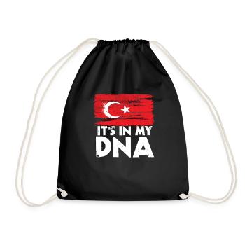 Türkei Dna Türkiye Türken Geschenk Spruch Fahne - Turnbeutel - Schwarz - Vorne