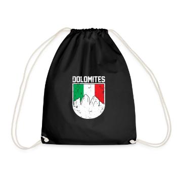 dolomites italy gift - Drawstring Bag - black - Front
