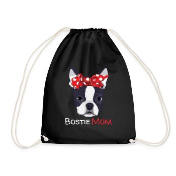 Boston Terrier Mama Bostie Frauen Mädchen - Turnbeutel - Schwarz - Vorne