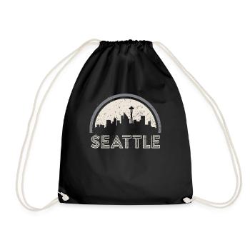 Grunge Seattle Skyline Distressed Look print - Drawstring Bag - black - Front