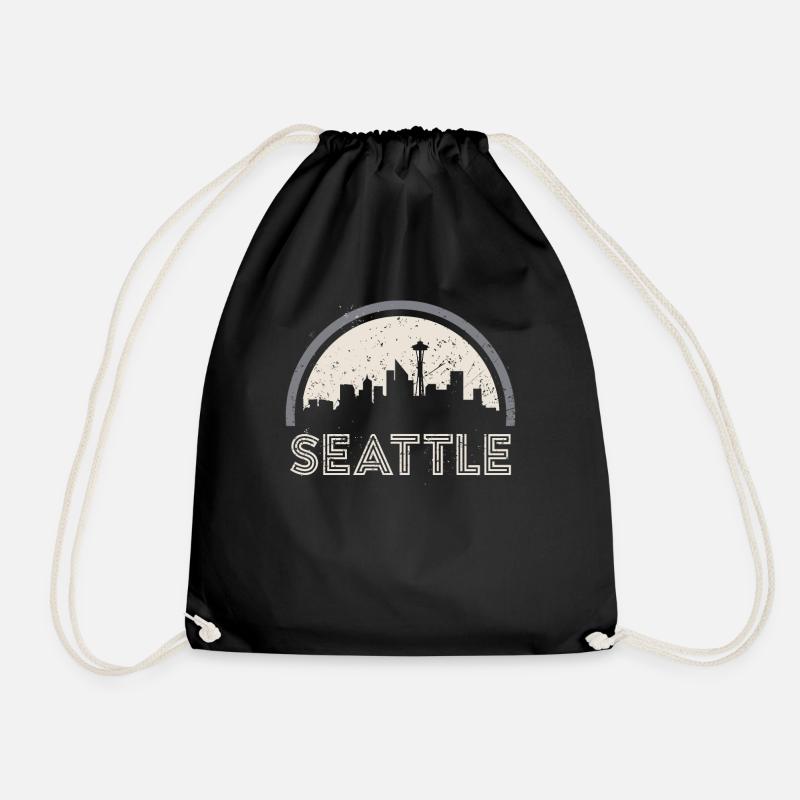 Grunge Seattle Skyline Distressed Look drucken - Turnbeutel - Schwarz