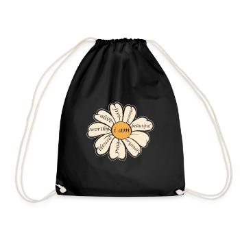 Motivational Positive Affirmation I AM Daisy - Turnbeutel - Schwarz - Vorne