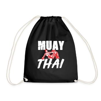 Muay Thai für Thai Boxer und Kämpfer - Turnbeutel - Schwarz - Vorne