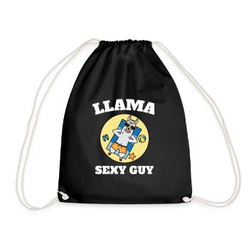 Llama Spiritual Man | Cute and Funny Llama Gift, - Drawstring Bag - black - Front