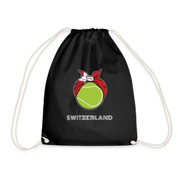 Switzerland Mens Tennis Top for Swiss Players, - Drawstring Bag - black - Front