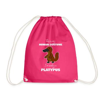 Platypus Human Shell - Drawstring Bag - fuchsia - Front