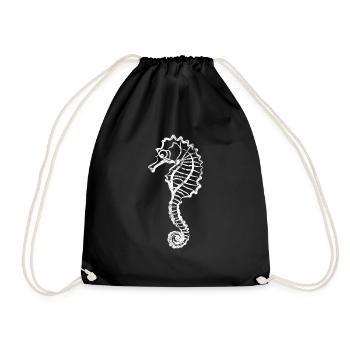 sea horse - Drawstring Bag - black - Front