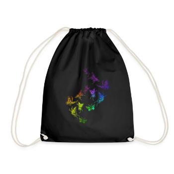 Schmetterling Schwarm Harmonie Regenbogen - Turnbeutel - Schwarz - Vorne