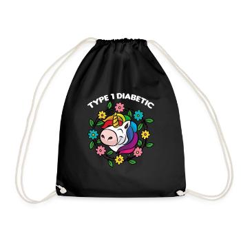 Fils diabétique fille licorne type 1 insuline - Sac de sport léger - noir - Devant