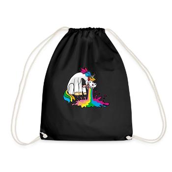 Pooping Unicorn Poop Passing Breaking Funny - Drawstring Bag - black - Front