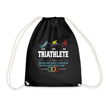 Humorous Triathlon Gift design Sports Cycling - Drawstring Bag - black - Front