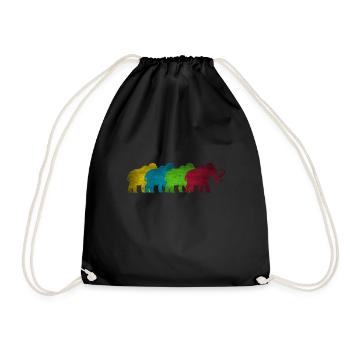 Elephant mammoth colorful - Drawstring Bag - black - Front