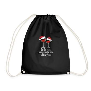 Wein-Fan-lustige Weihnachtsliebhaber-Sprechen-Frauen - Turnbeutel - Schwarz - Vorne
