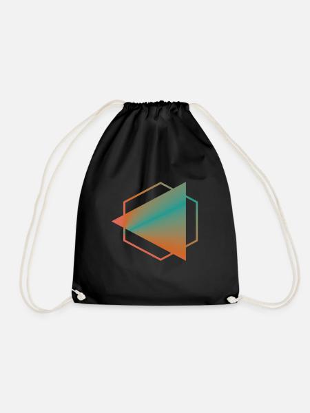 hexagon Ver 4 - Drawstring Bag - black