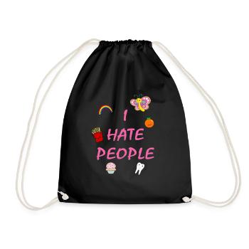 I hate people - Turnbeutel - Schwarz - Vorne