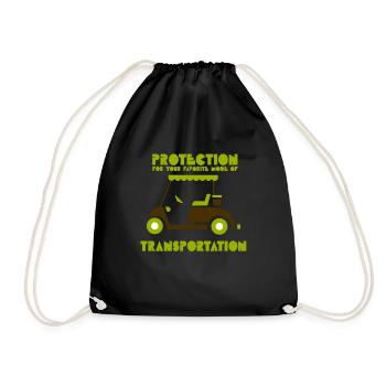 Golf Game Golf Cart Transportation - Drawstring Bag - black - Front